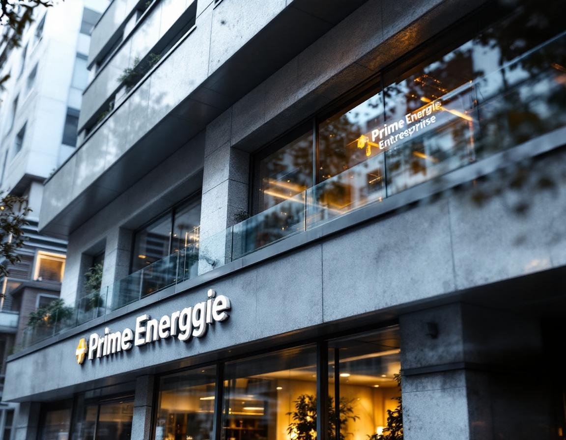 Façade d’un bâtiment d’entreprise à Grenoble affichant la mention prime énergie entreprise Grenoble, soulignant des rénovations écoénergétiques en lumière naturelle.